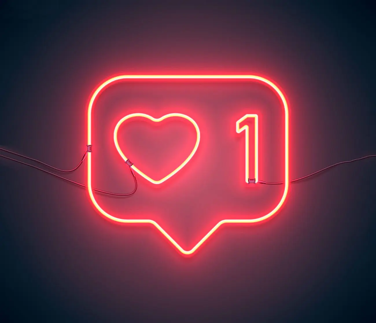 Leuchtröhre in rot mit Instagram Like