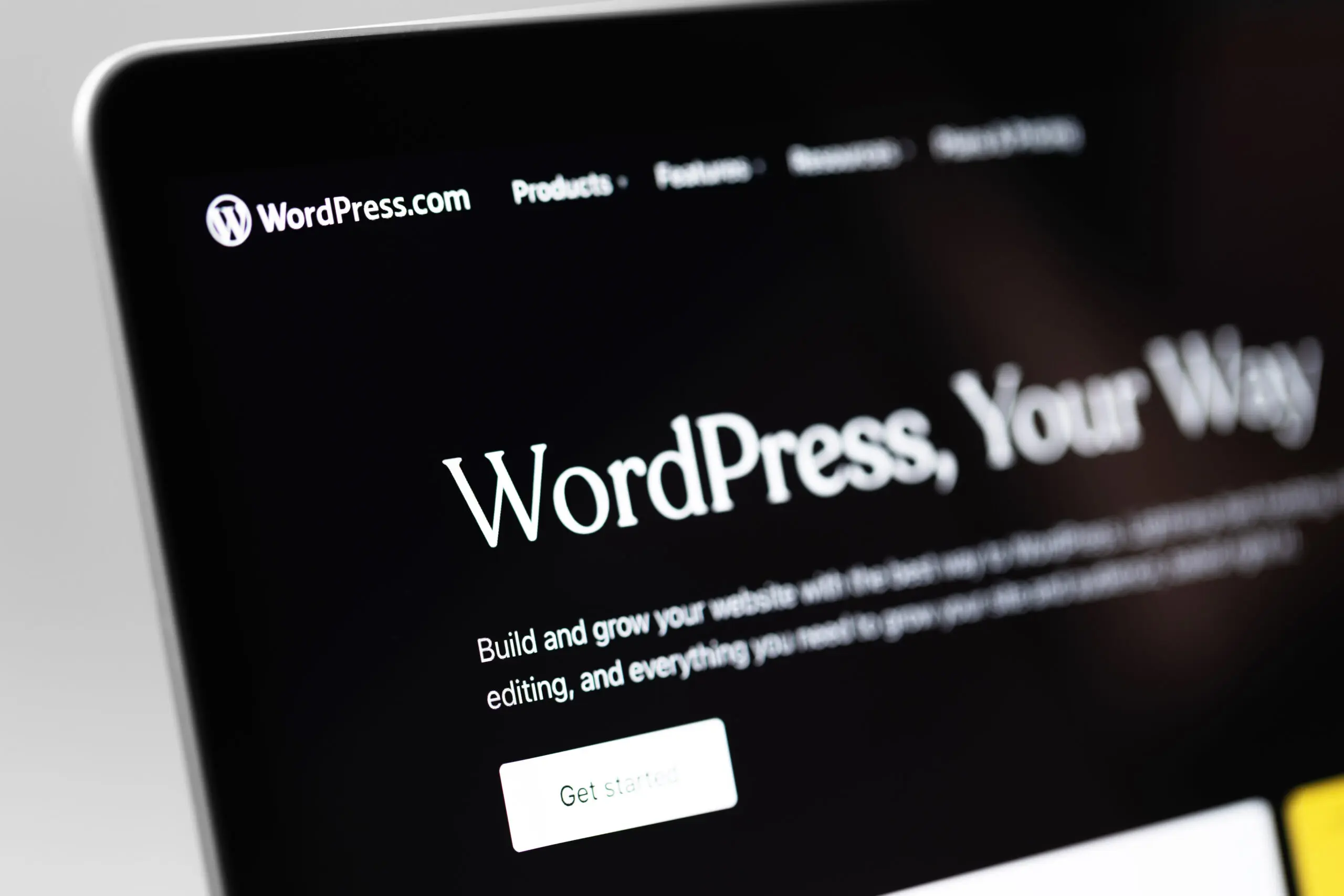 WordPress website on a display macbook macro. WordPress - open source site content management system