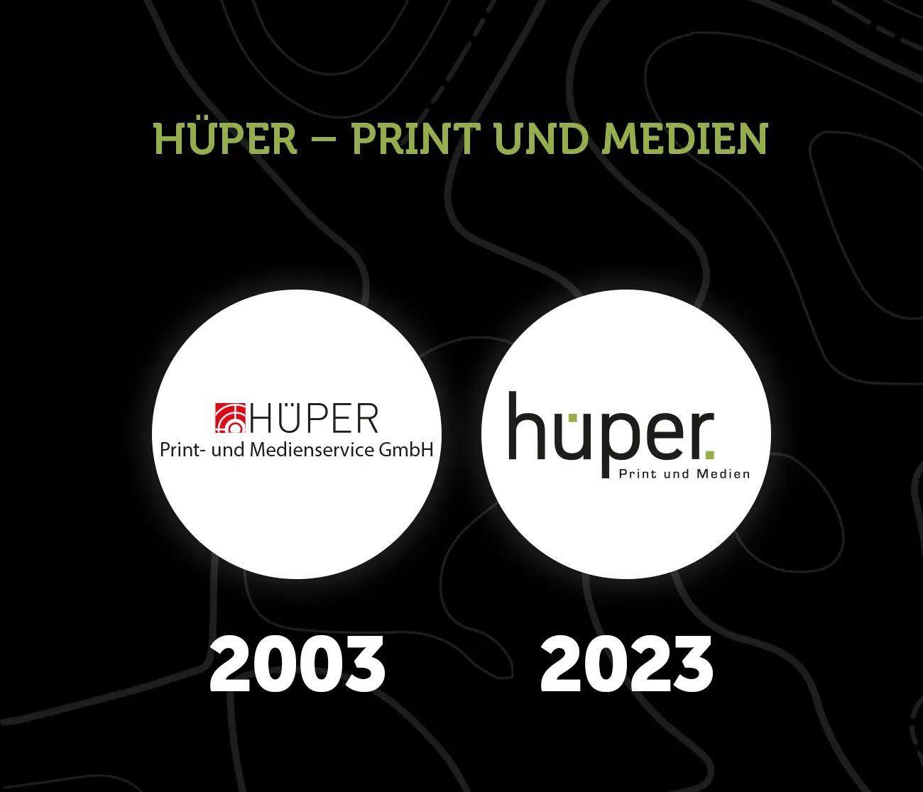 Hüper Print Logos von 2003 und 2023