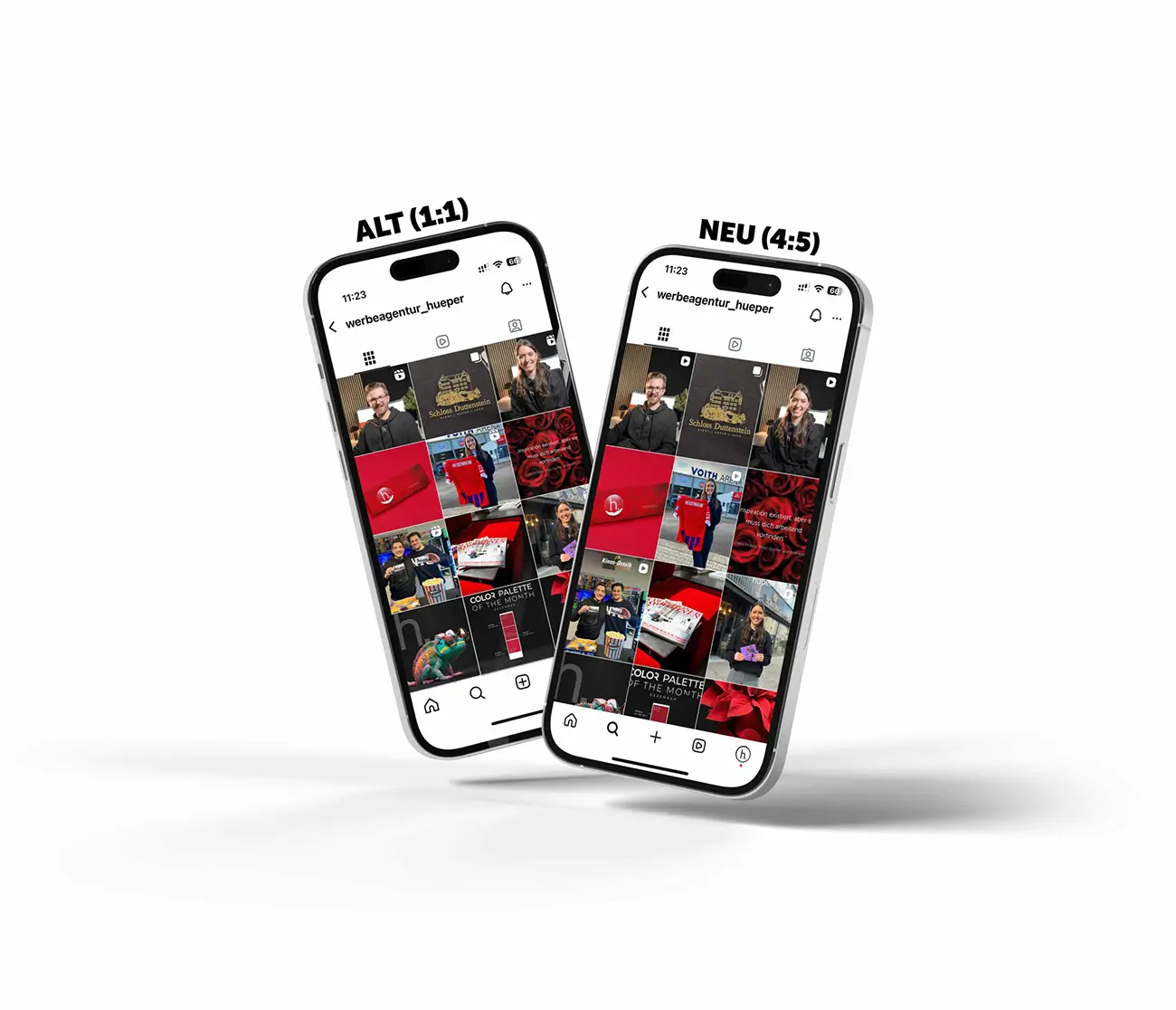 Instagram Grid Vergleich in der Smartphone App