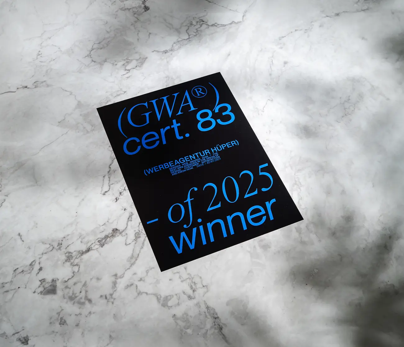 German Web Award 2025 – Gewinner Zertifikat